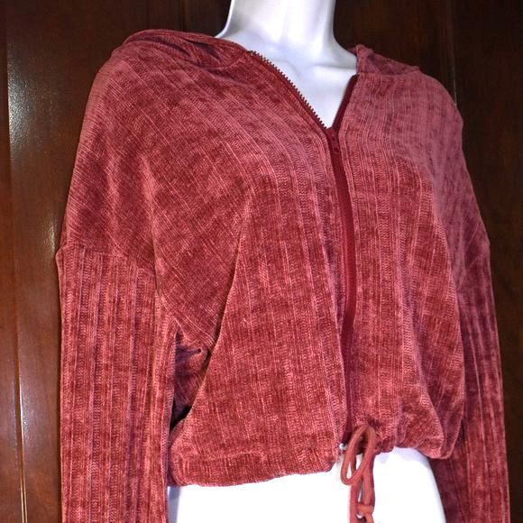 Style Rack Pink Zip-Up Cropped Hooded Sweater Jacket Size Small - Picture 5 of 13